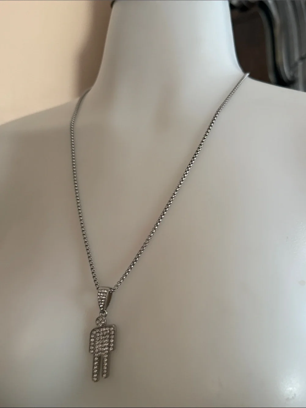 Blohsh Billie Eilish Crystal Bling Pendant Necklace Silver Women Jewelry